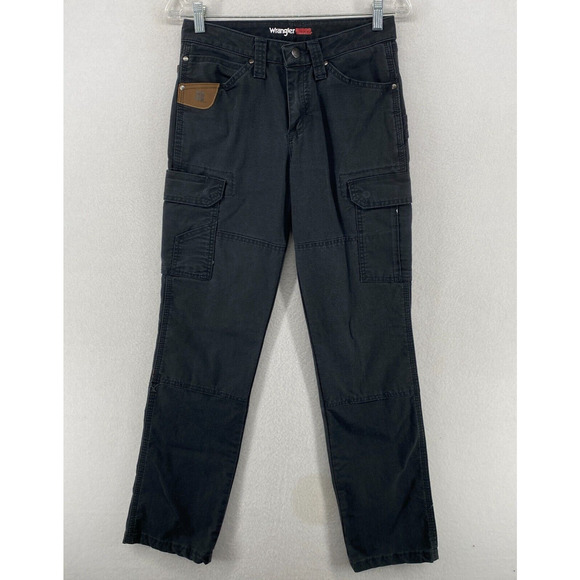 WRANGLER Pants Womens 2 x 32 Riggs Workwear Cargo Carpenter Ripstop Canvas Black - Picture 1 of 16